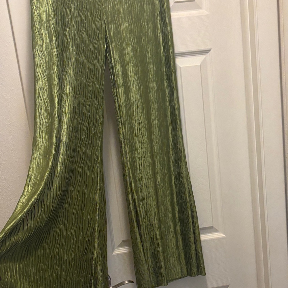 Astr Shimmering Olive Wide Leg Pants